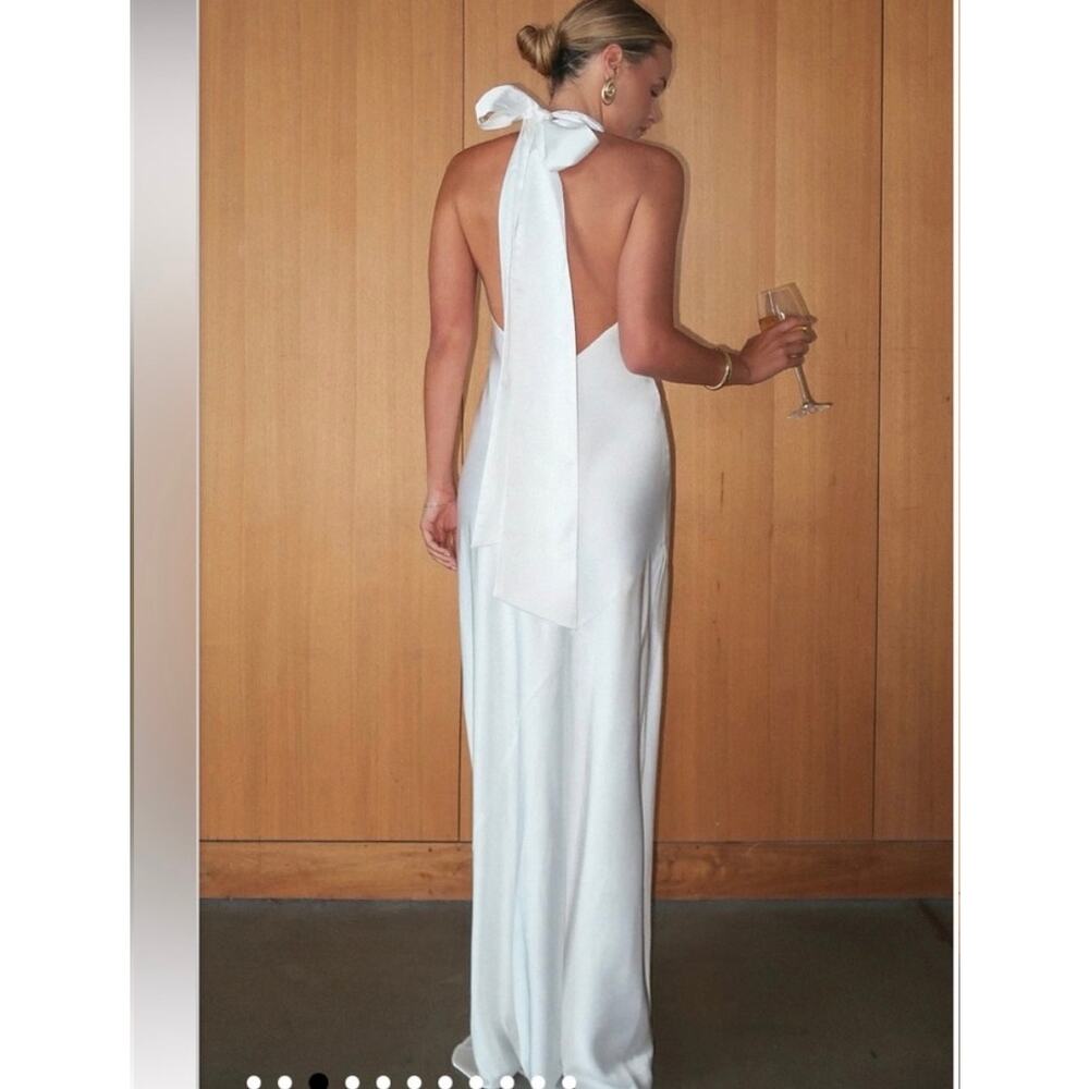 $198 Show Me Your Mumu Lisa Maxi Dress Womens Medium White Luxe Satin - Picture 2 of 6